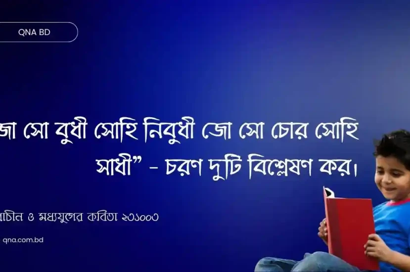 জো সো বুধী সোহি নিবুধী জো সো চোর সোহি সাধী – চরণ দুটি বিশ্লেষণ কর